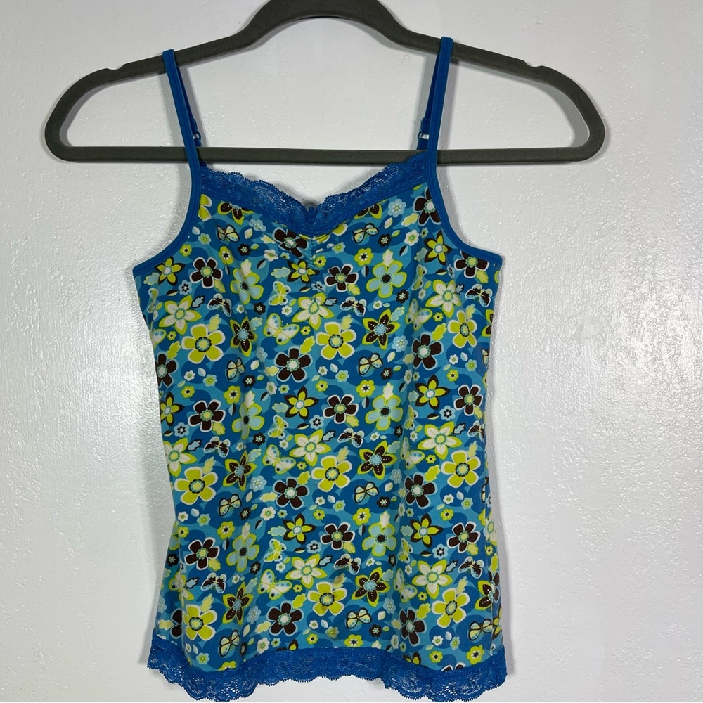Arizona Floral Girls Camisole with built in shelf bra. Size M(10/12).